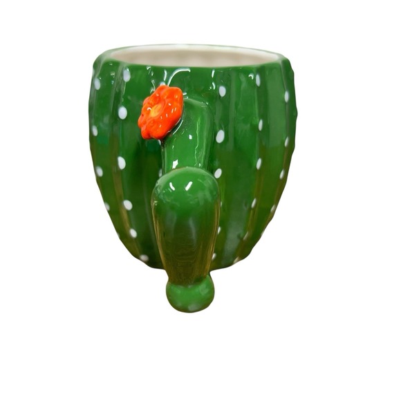 Pier 1 Cactus Coffee Mug  16oz. Succulent Saguaro Red Flower Desert Green - Picture 2 of 8